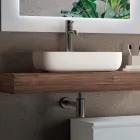Bathroom Composition with Mirror and Ceramic Washbasin Made in Italy - Palom Viadurini