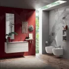 Bathroom Composition with 180° Swivel Mirror, Made in Italy Base and Washbasin - Kilos Viadurini