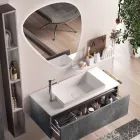 Bathroom Composition with Modern Mirror, Made in Italy Base and Washbasin - Dream Viadurini