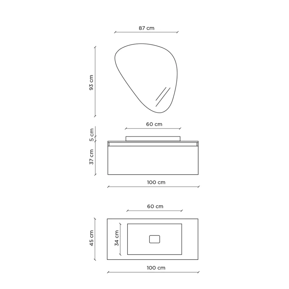 Bathroom Composition with Modern Mirror, Made in Italy Base and Washbasin - Dream Viadurini