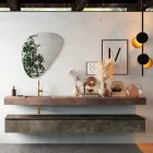 Bathroom Composition with Modern Mirror and Console Washbasin Made in Italy - Palom Viadurini