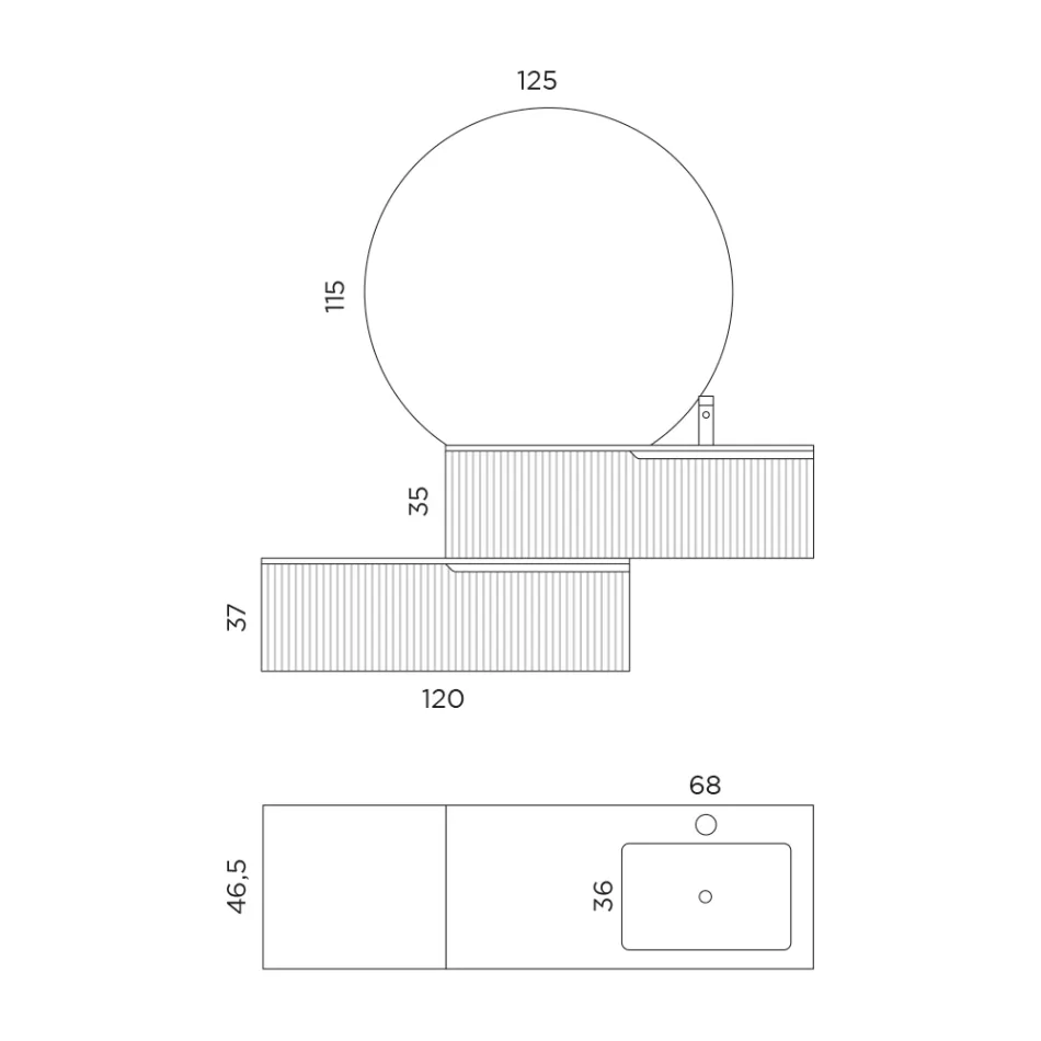 Bathroom Composition in Rio Oak and Cannettati Gray Made in Italy - Chrono Viadurini