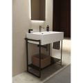 Bathroom Composition Ceramic Washbasin and Steel Base Made in Italy - Quadro