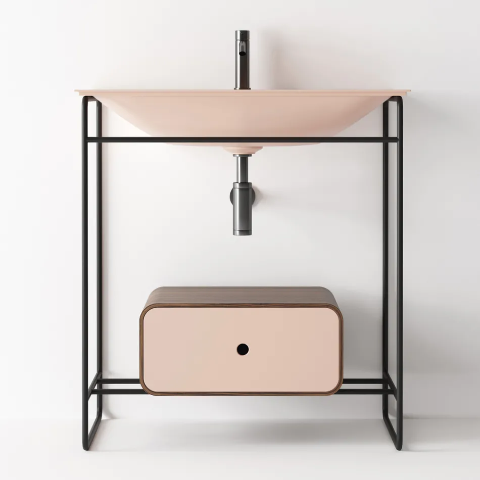 Bathroom Composition Washbasin in Ceramic and Mirror Made in Italy - Chantal Viadurini