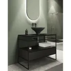 Bathroom Composition Washbasin in Ceramic and Mirror Made in Italy - Hoscar Viadurini