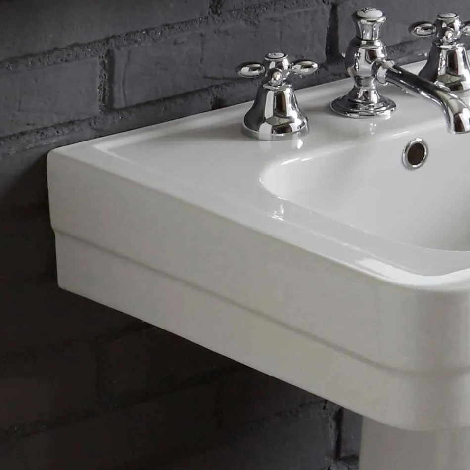 Ania white ceramic column washbasin composition Viadurini