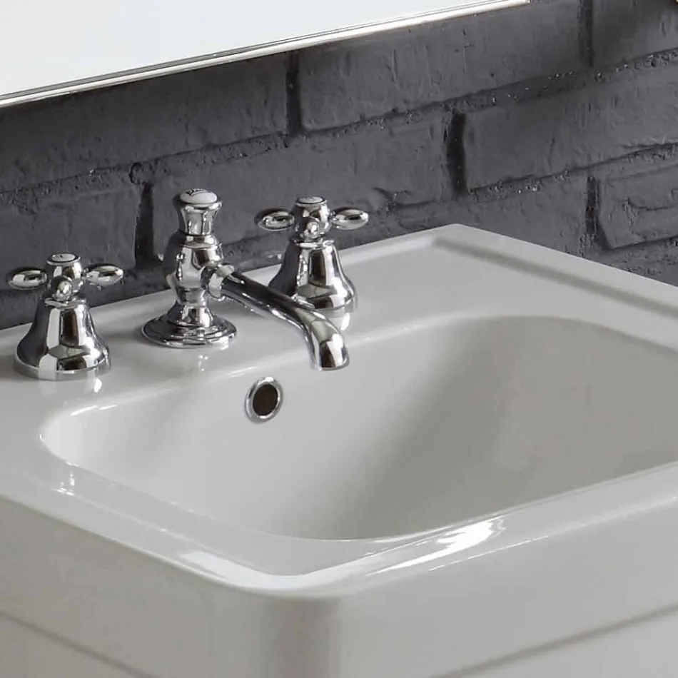 Ania white ceramic column washbasin composition Viadurini