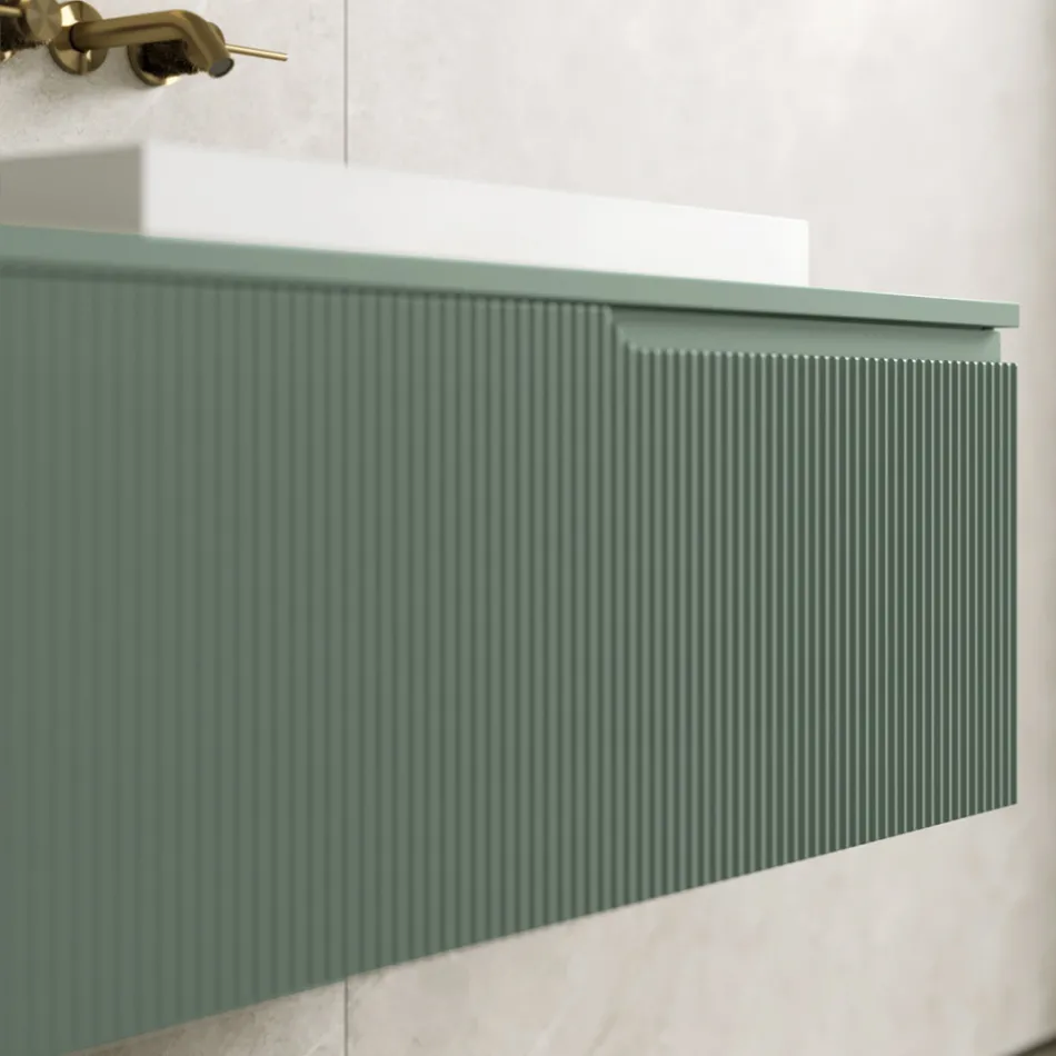 Sage Green Bathroom Composition with Resin Washbasin Made in Italy - Artemide Viadurini