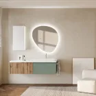 Sage Green and Cannettato Oak Bathroom Composition Made in Italy - Uranus Viadurini