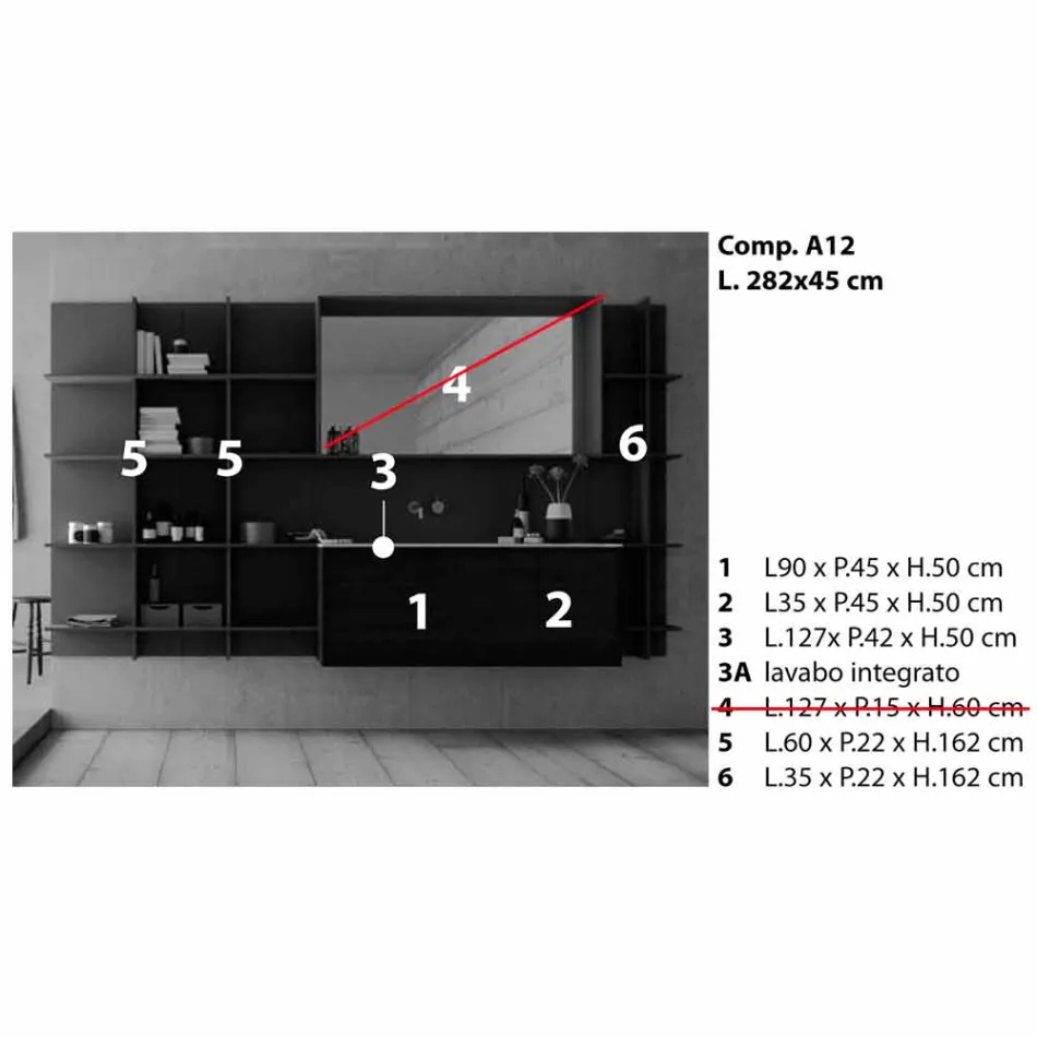 Suspended and Modern Bathroom Furniture Composition, Design Furniture - Callisi12 Viadurini
