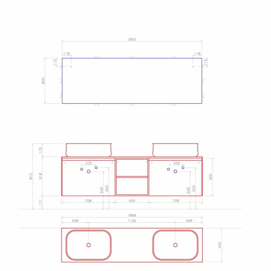 Modern Design Suspension Bathroom Composition Made in Italy - Callisi14 Viadurini