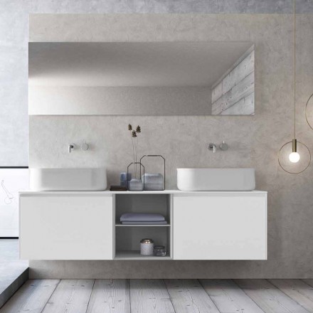 Modern Design Suspension Bathroom Composition Made in Italy - Callisi14 Viadurini