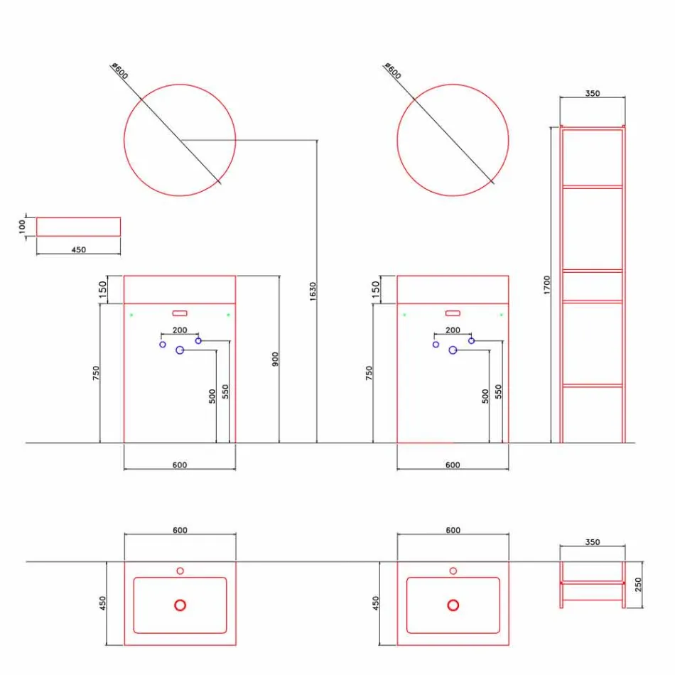 Floor Composition of Modern Design Bathroom Furniture - Farart10 Viadurini