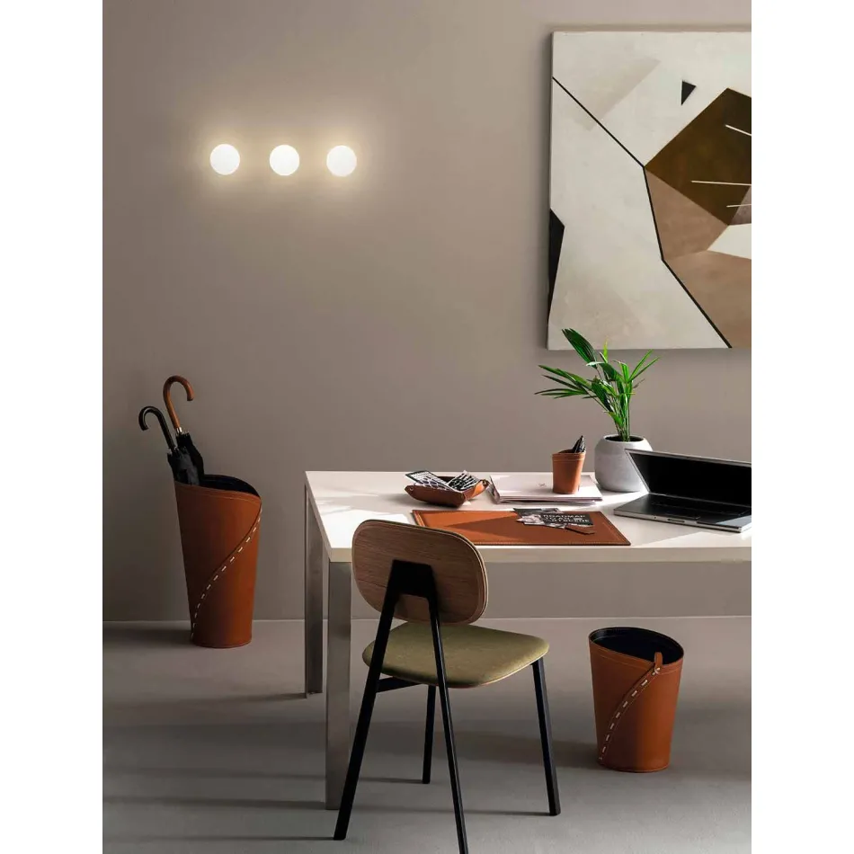 Modern Design Office Composition in Leather Made in Italy - Giulio Viadurini