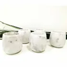 Composition of 2 Glasses in White Carrara Marble Made in Italy - Dolla Viadurini