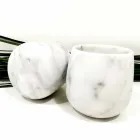 Composition of 2 Glasses in White Carrara Marble Made in Italy - Dolla Viadurini