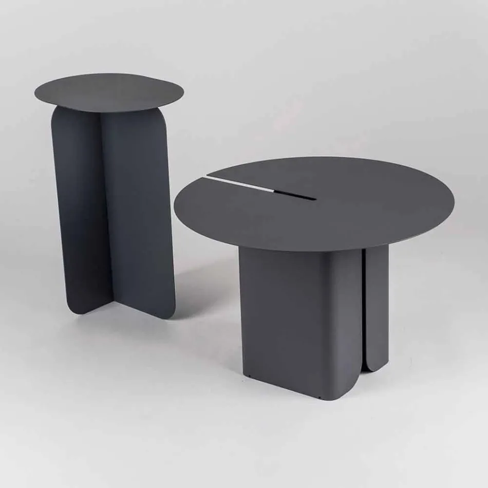 Composition of 2 Modern Coffee Tables in Steel Made in Italy - Poplar Viadurini