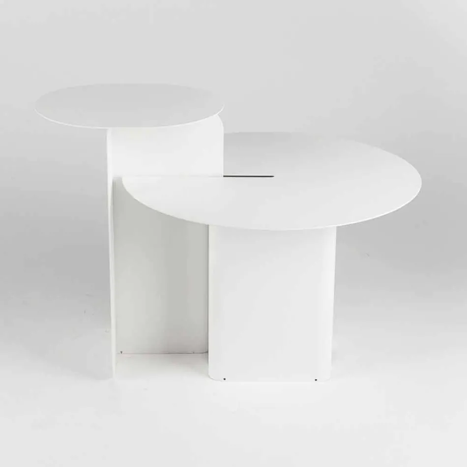 Composition of 2 Modern Coffee Tables in Steel Made in Italy - Poplar Viadurini