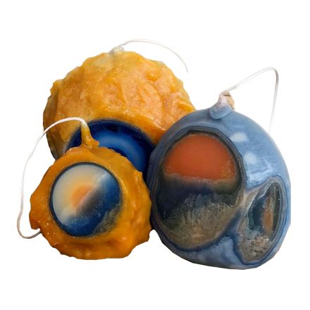 Composition of 3 Colored Wax Candles, Unique Pieces, Made in Italy - Dela Viadurini