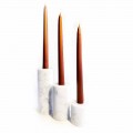 Composition of 3 Candle Holders in White Carrara Marble Made in Italy - Astol