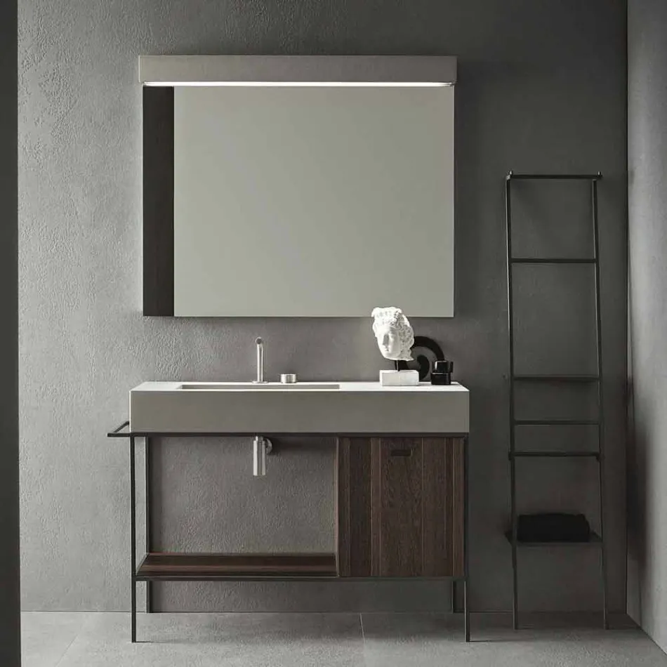 Composition of Handcrafted Furniture for Modern Design Bathroom on the Ground - Farart3 Viadurini
