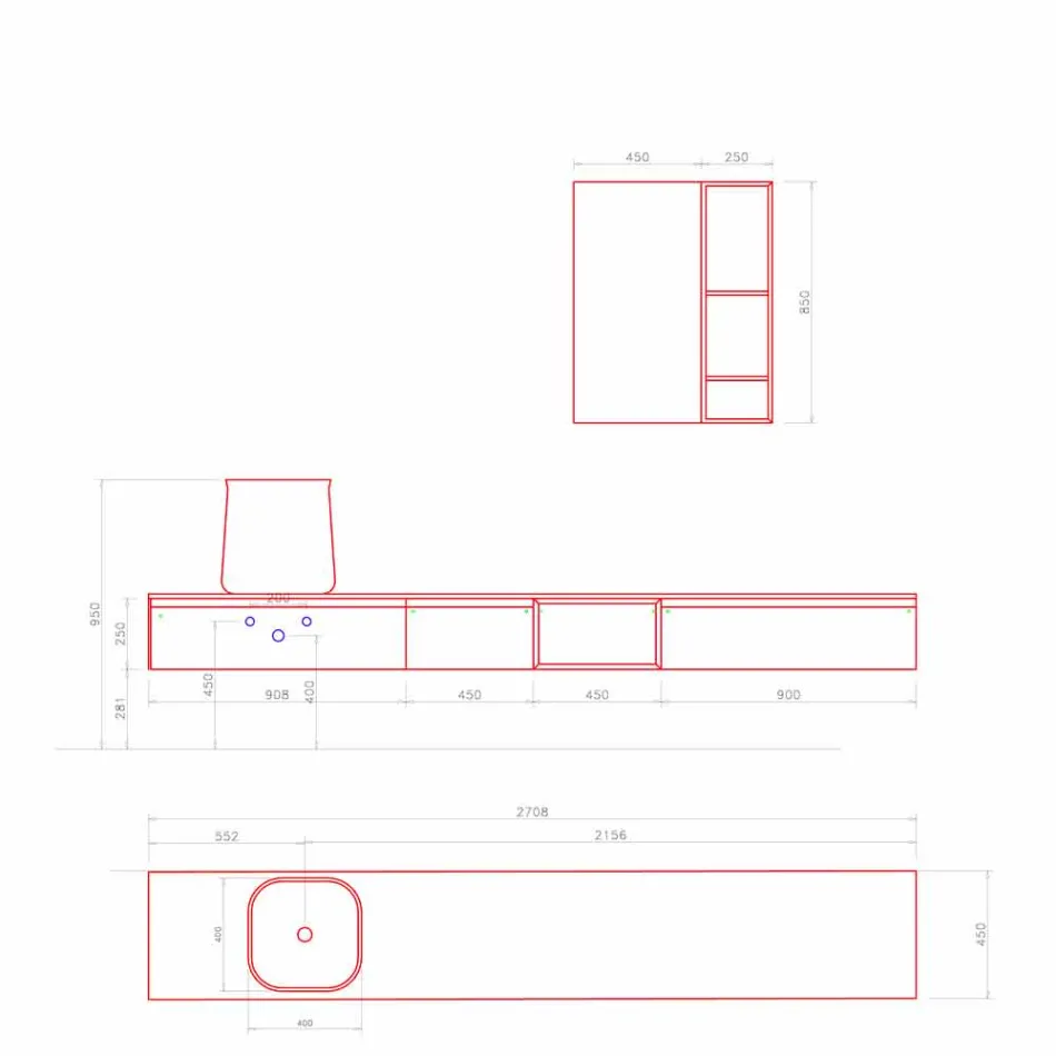 Composition of Modern Bathroom Furniture, Suspended Design Made in Italy - Callisi6 Viadurini