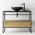 Bathroom Cabinet Composition with Washbasin, Base and Mirror Made in Italy - Hoscar Viadurini