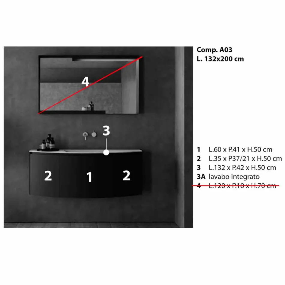 Modern Design Suspended Bathroom Furniture Composition - Callisi3 Viadurini