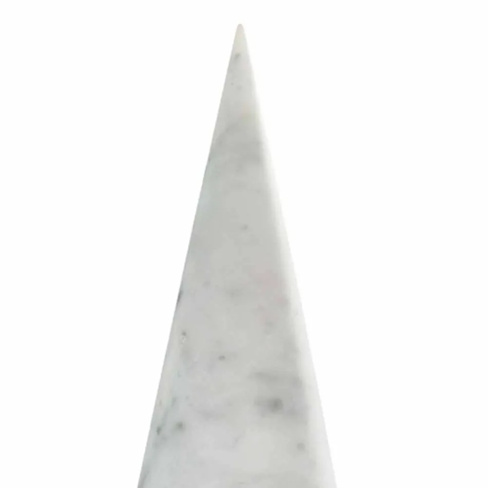 Large Decorative Cone in White Carrara Marble Made in Italy - Connu Viadurini