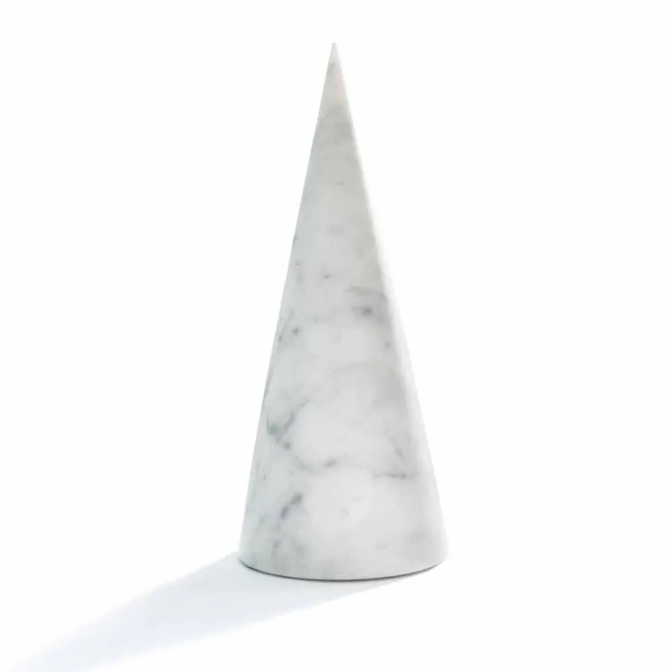 Large Decorative Cone in White Carrara Marble Made in Italy - Connu Viadurini