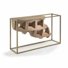 Luxury design console in solid walnut wood and Pardo metal Viadurini