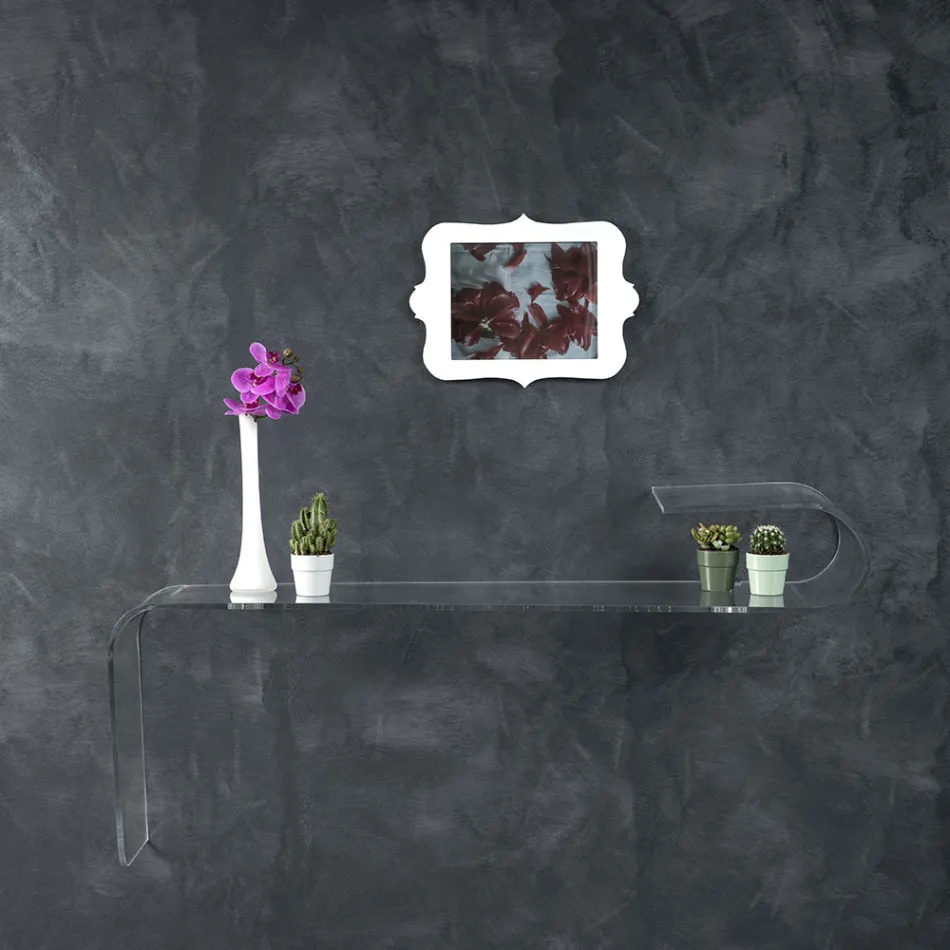 Suspended Wall Console in Transparent Design Acrylic Crystal - Cesarea Viadurini