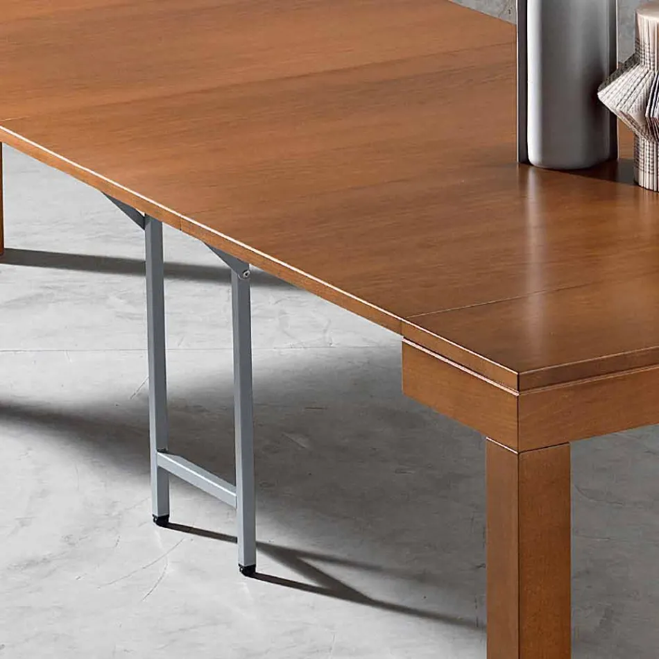 Extendable Console up to 12 seats in Walnut Wood Made in Italy - Picchia Viadurini