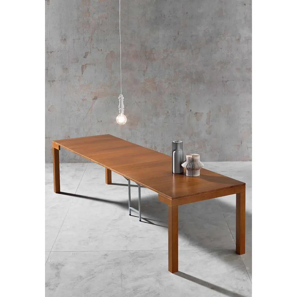 Extendable Console up to 12 seats in Walnut Wood Made in Italy - Picchia Viadurini