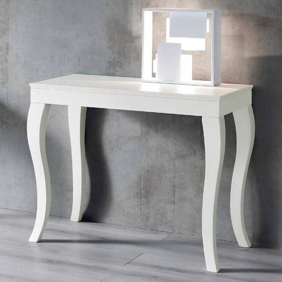 Extendable Console in Gray Gray Lacquered Ash Wood - Woodpecker Viadurini