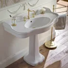 Vintage Ceramic Bathroom Console on Column, Made in Italy - Paulina Viadurini
