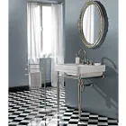 Bathroom Console L69 cm on Feet in White Vintage Ceramic, Made in Italy - Marwa Viadurini