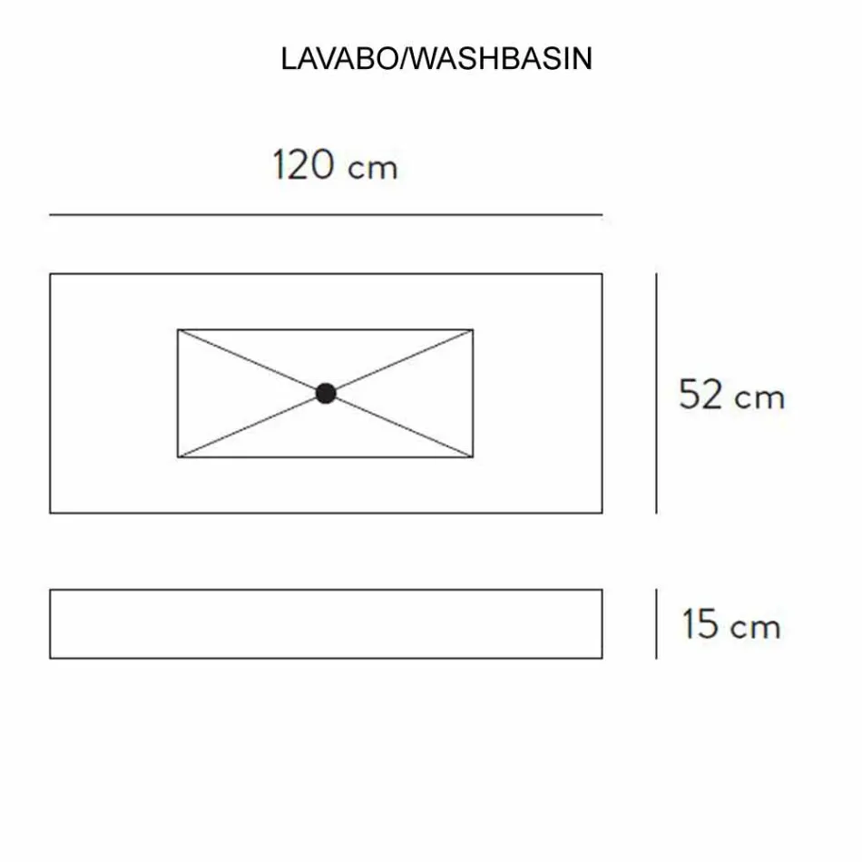 Bathroom Console Integrated Washbasin and Suspended Shelf in Gres 4 Finishes - Rampina Viadurini