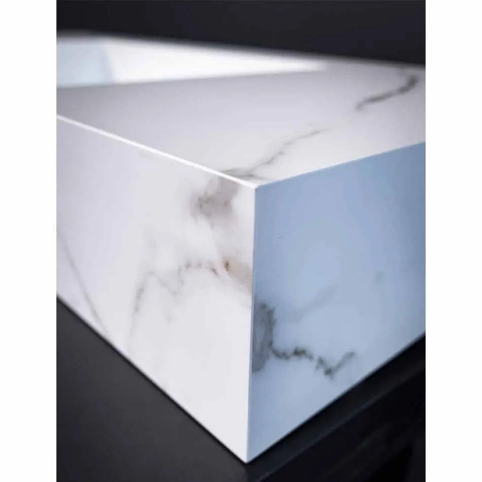 Bathroom Console Integrated Washbasin and Suspended Shelf in Gres 4 Finishes - Rampina Viadurini