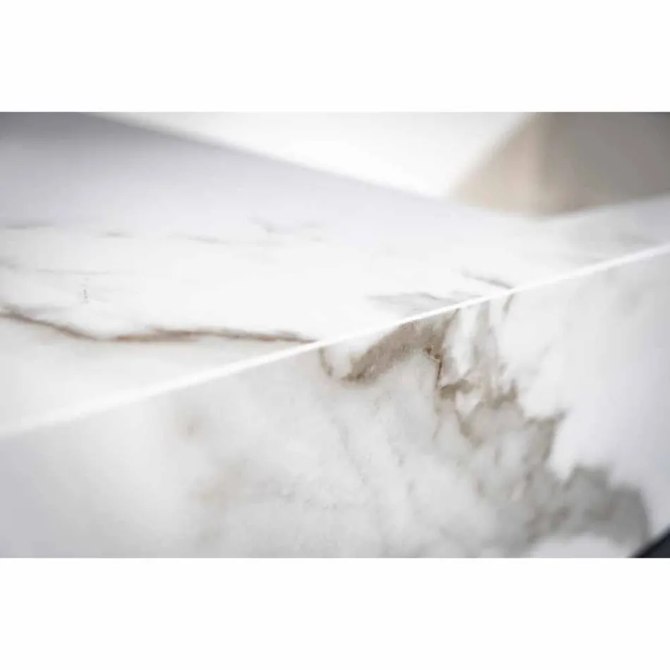 Bathroom Console Integrated Washbasin and Suspended Shelf in Gres 4 Finishes - Rampina Viadurini