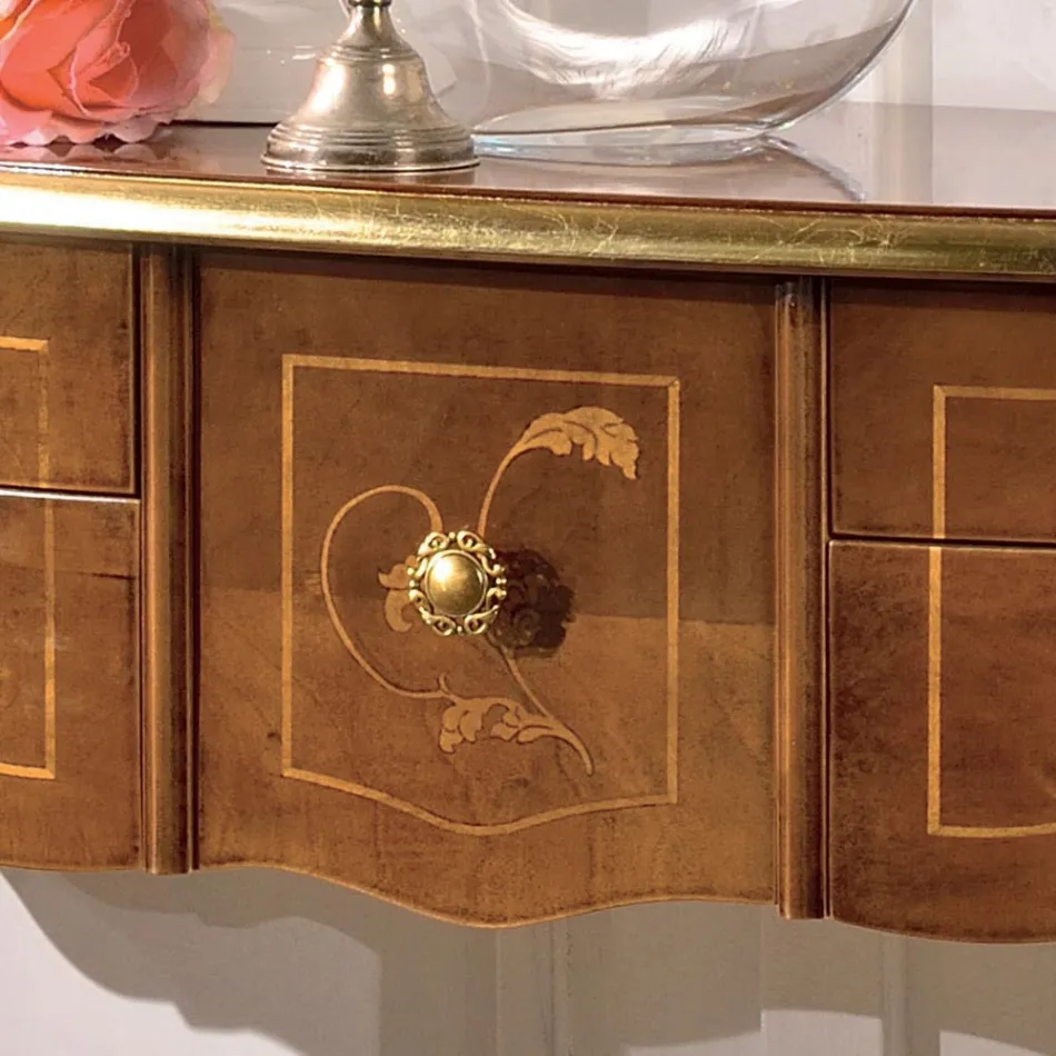 Classic Wooden Console 3 or 5 Luxury Drawers Made in Italy - London Viadurini