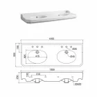 Bathroom Console L 135 cm with Double Bowl in Ceramic Made in Italy - Nausica Viadurini