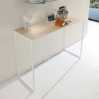 Metal Living Room Console with Crystal Top Made in Italy - Iridio Viadurini