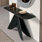 Cristina Metal Console Table with Marble-Effect Ceramic Top for the Living Room Viadurini