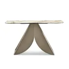 Cristina Metal Console Table with Marble-Effect Ceramic Top for the Living Room Viadurini
