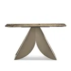 Living Room Console Table in Metal with Back-Silvered Hammered Glass Top - Cristina Viadurini