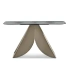Living Room Console Table in Metal with Back-Silvered Hammered Glass Top - Cristina Viadurini