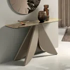 Living Room Console Table in Metal with Back-Silvered Hammered Glass Top - Cristina Viadurini