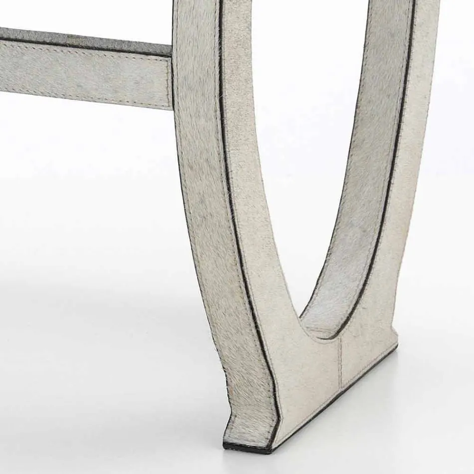 Modern design console with tray in Felicia gray pony leather Viadurini