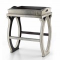Modern design console with tray in Felicia gray pony leather
